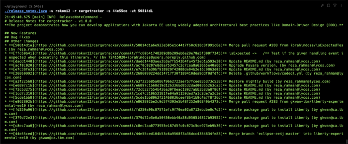 Terminal output